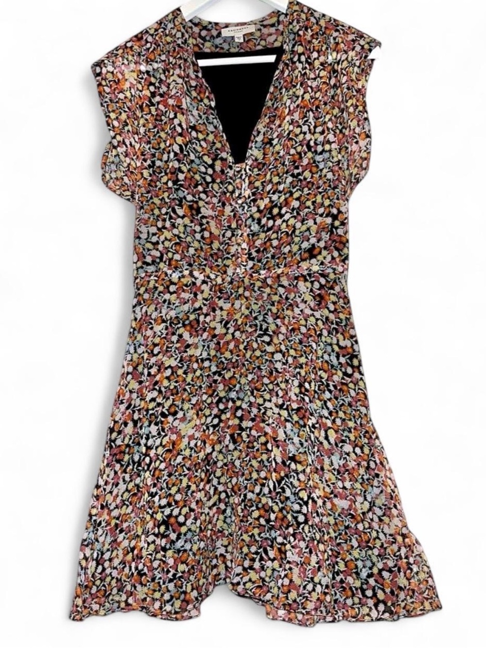 💐100% Silk Equipment Danette Floral Print Georgette Mini Dress
